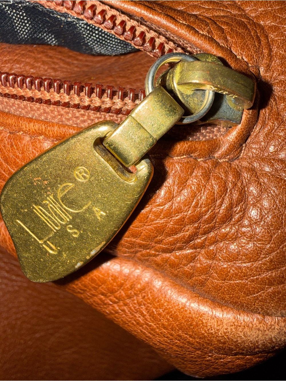 Libaire Brown Leather Shoulder Bag Pebbled Zip Tote Organizer Purse Old Money - Picture 9 of 9